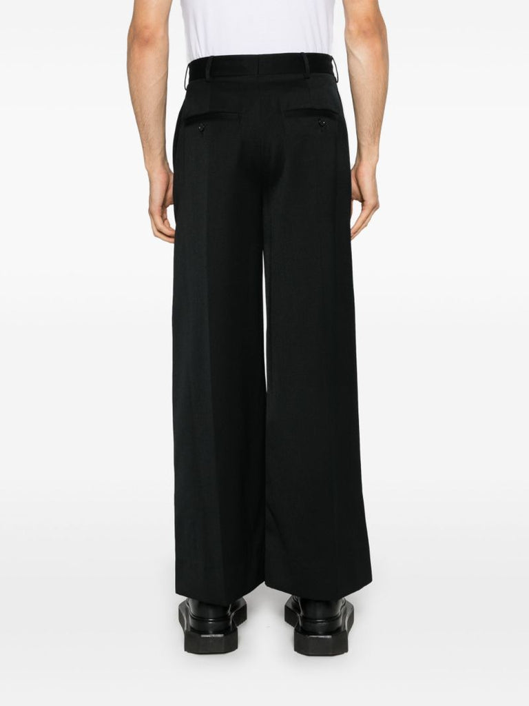 Black Pleated Wide-leg Trousers