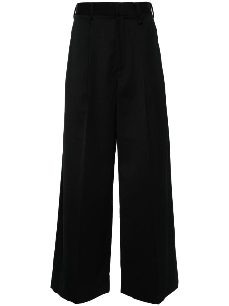 Black Pleated Wide-leg Trousers