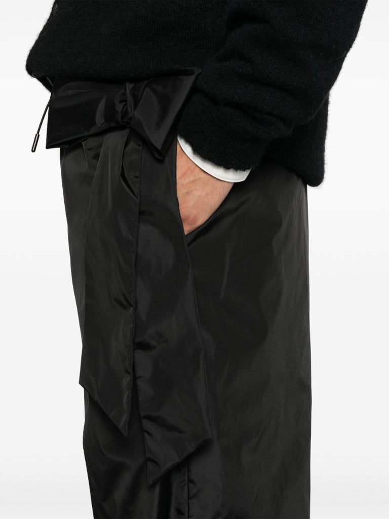 Black Bow-embellished Tapered Trousers