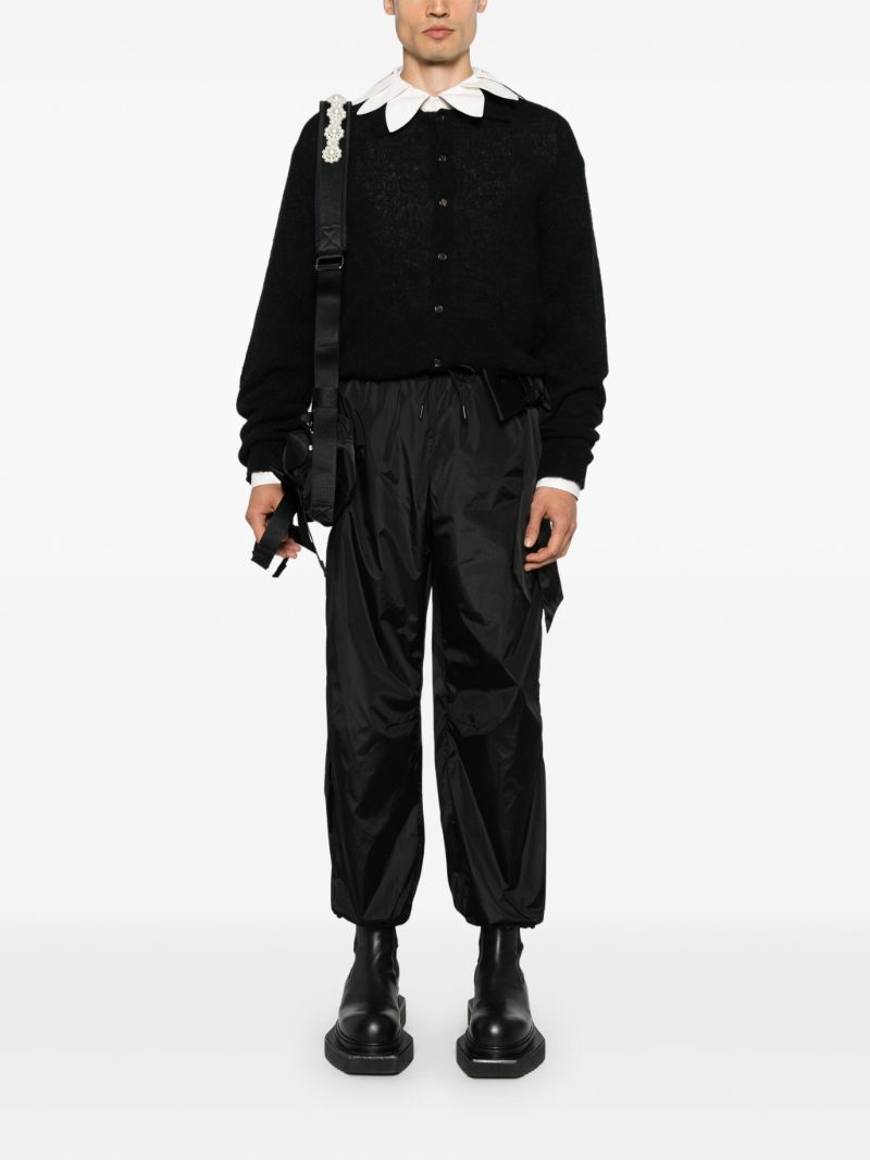 Black Bow-embellished Tapered Trousers