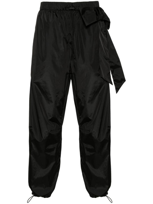 Black Bow-embellished Tapered Trousers