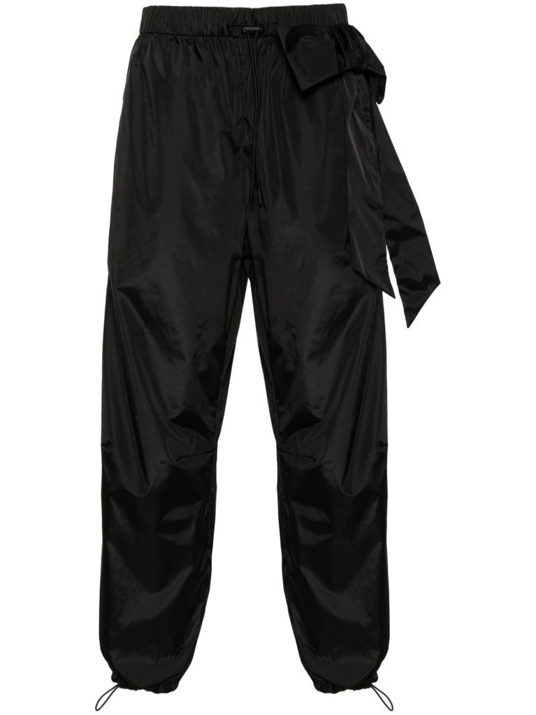 Black Bow-embellished Tapered Trousers