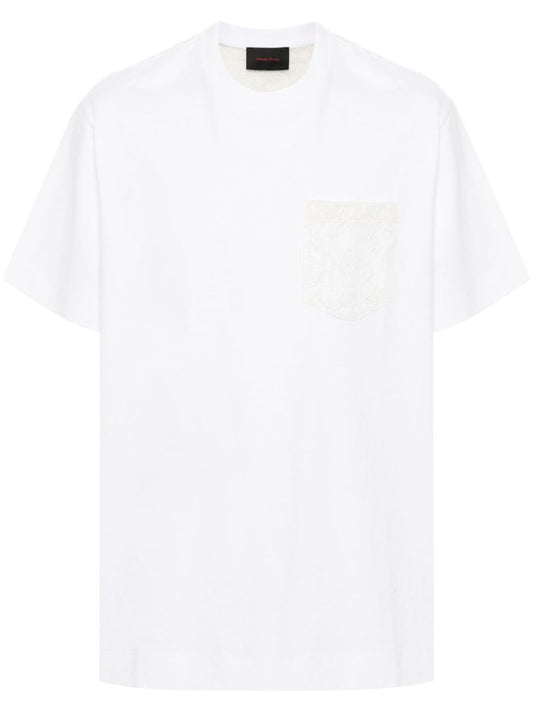 Lace-panel Cotton T-shirt