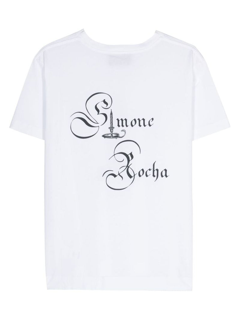White Candle-print Cotton T-shirt