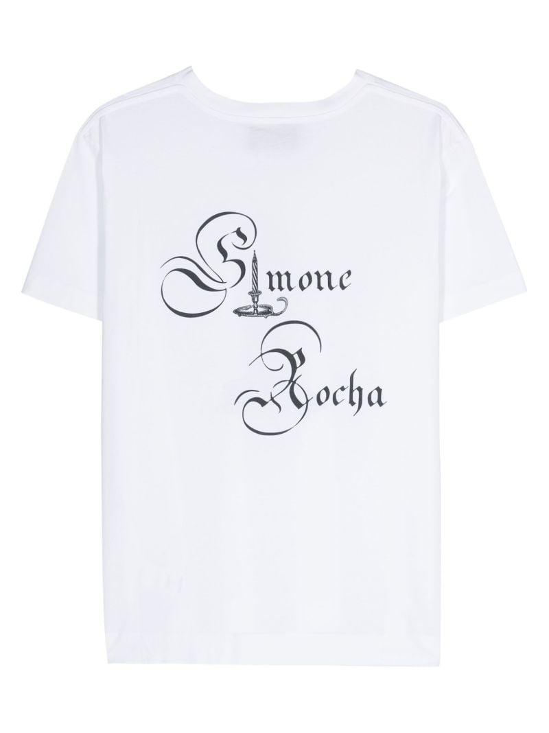 White Candle-print Cotton T-shirt
