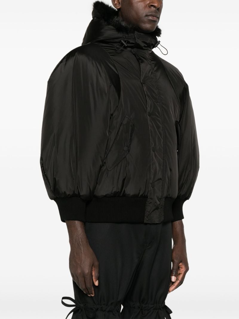 Faux-fur Trim Hooded Bomber Jacket