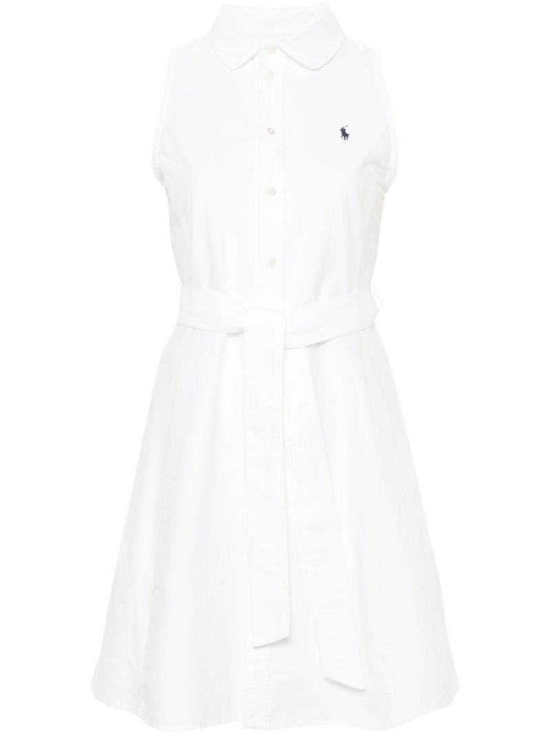 White Polo Pony Cotton Shirt Dress