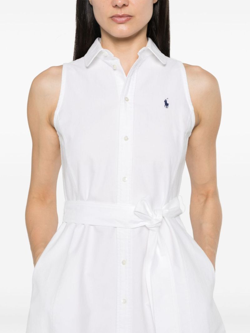 White Polo Pony Cotton Shirt Dress