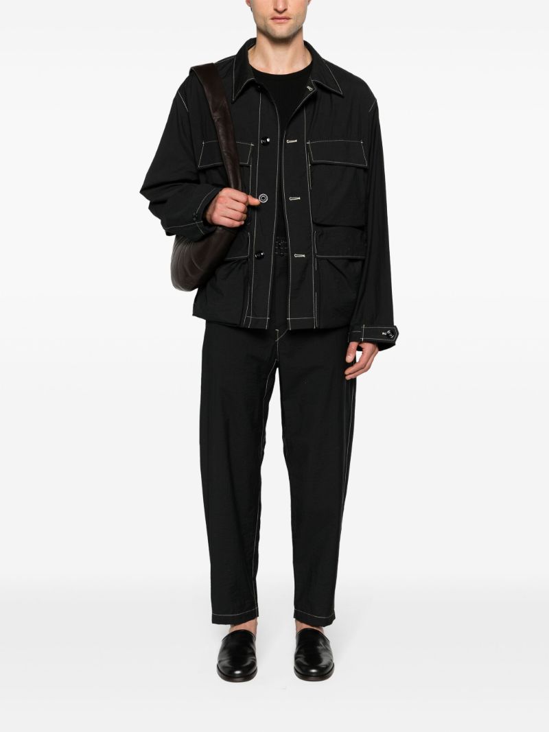 Black Belted Tapered-leg Trousers