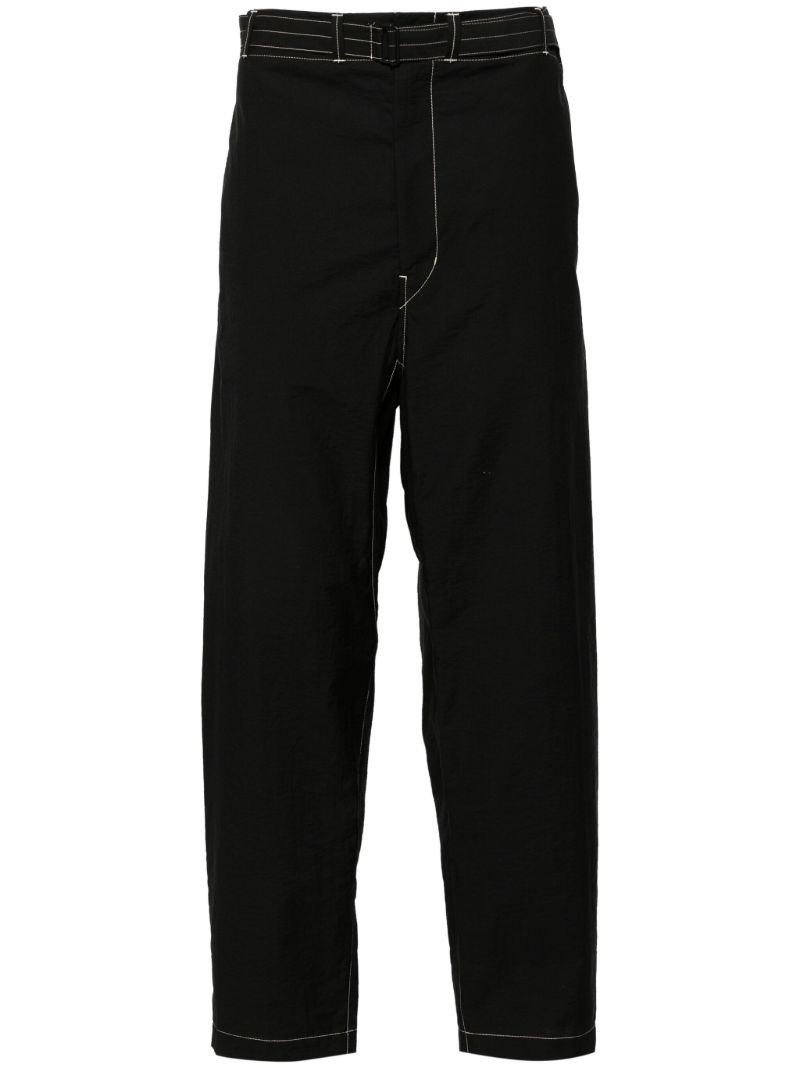 Black Belted Tapered-leg Trousers