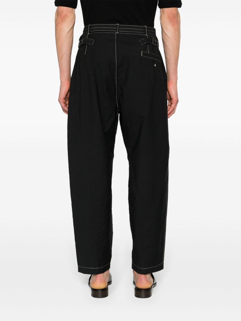 Black Belted Tapered-leg Trousers