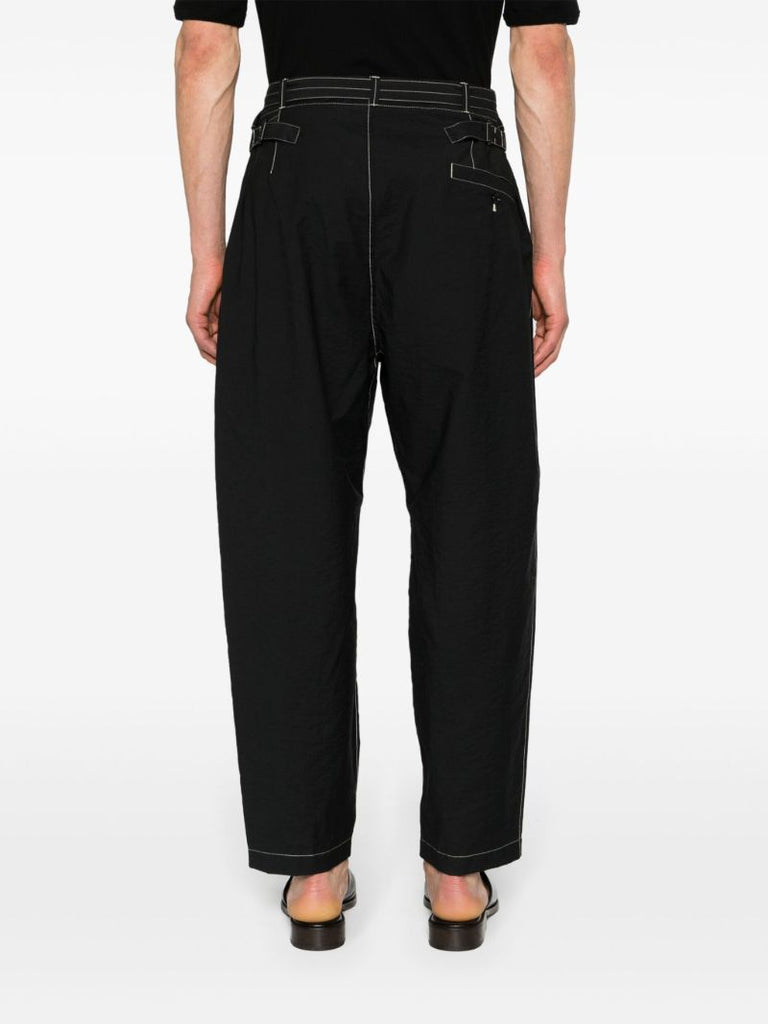 Black Belted Tapered-leg Trousers