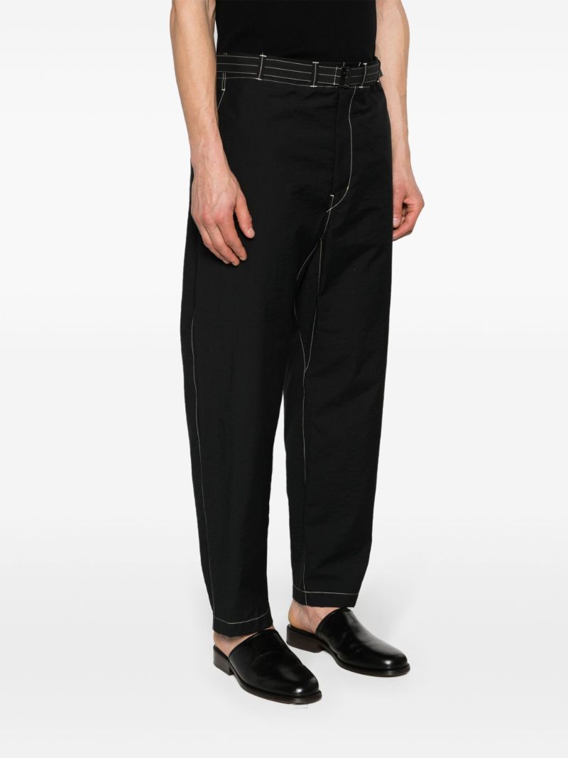 Black Belted Tapered-leg Trousers