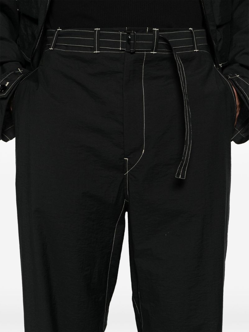 Black Belted Tapered-leg Trousers