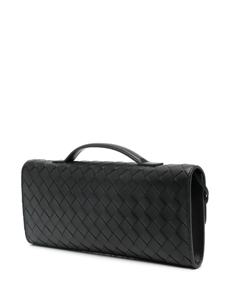 Black Intrecciato Flap Leather Clutch Bag
