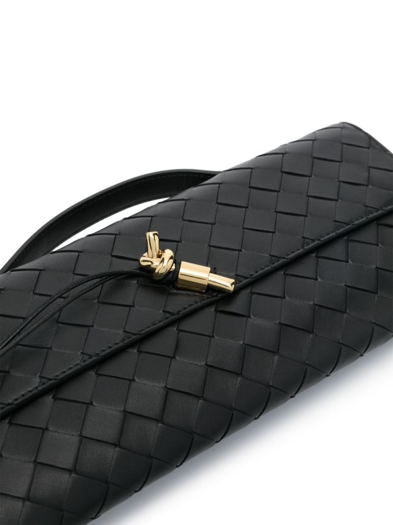 Black Intrecciato Flap Leather Clutch Bag