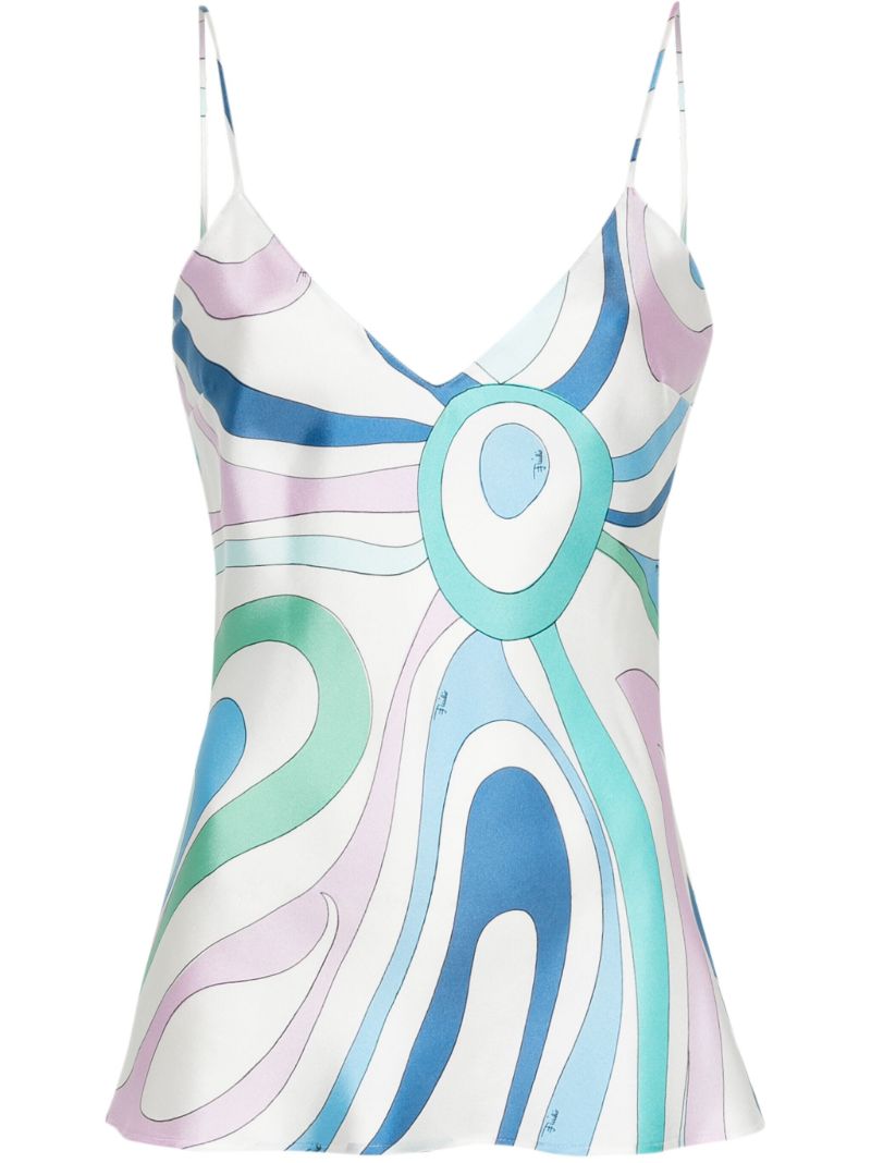 Multicolour Marmo-print Silk Top