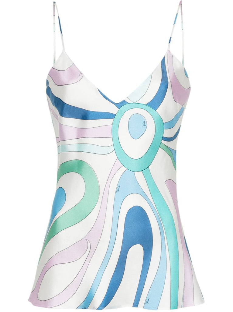 Multicolour Marmo-print Silk Top
