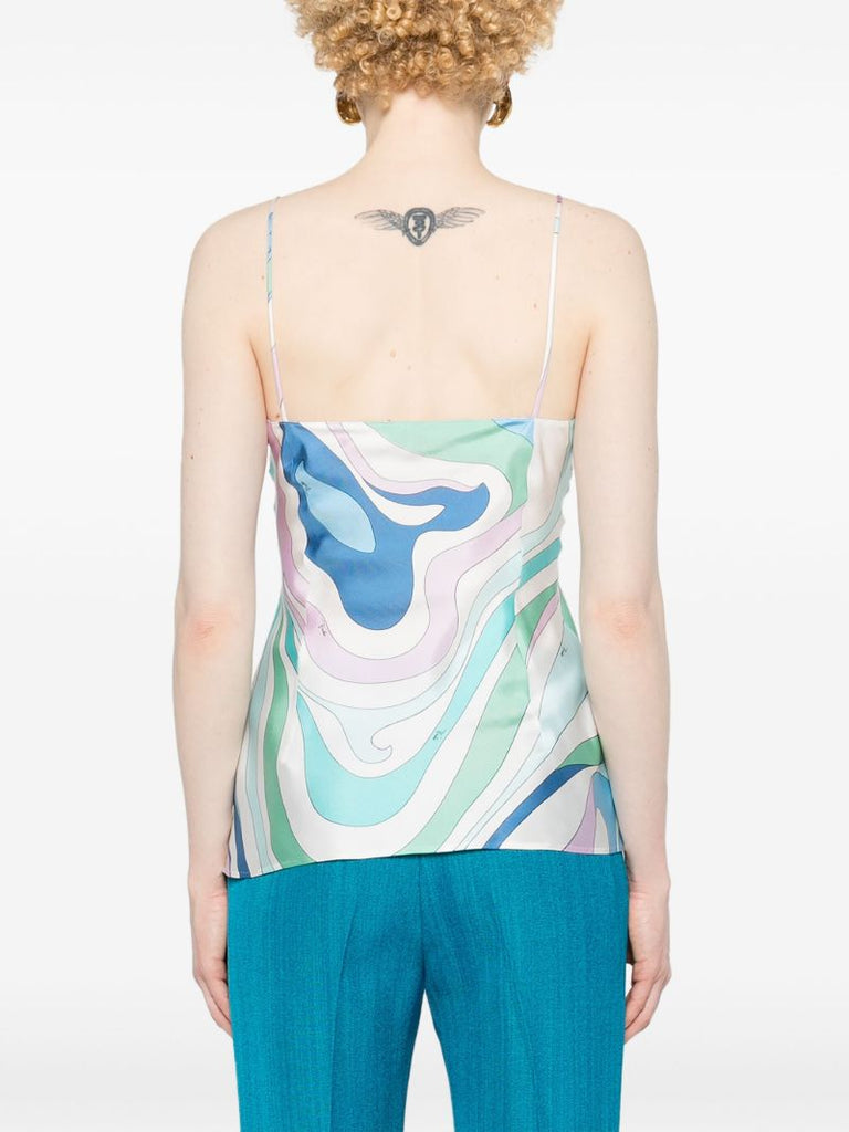 Multicolour Marmo-print Silk Top