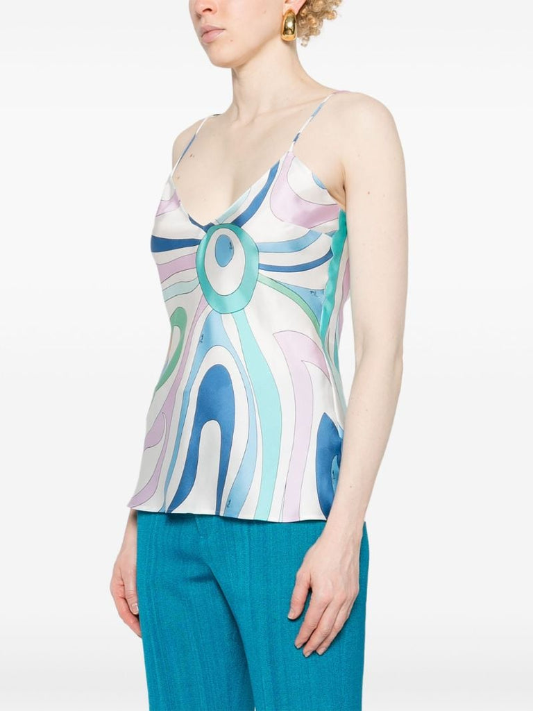 Multicolour Marmo-print Silk Top