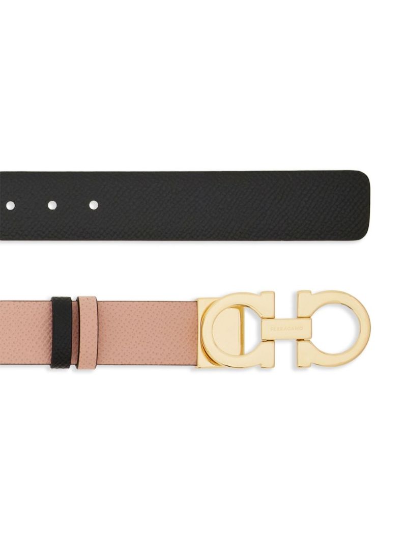 Pink and Black Gancini Reversible Leather Belt