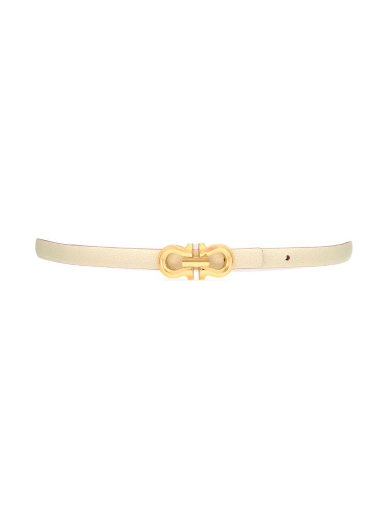 White Reversible Gancini Belt