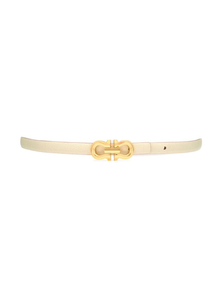 White Reversible Gancini Belt