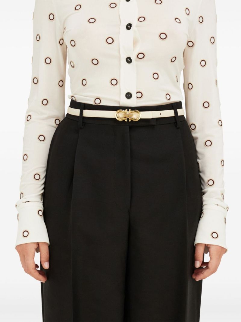 White Reversible Gancini Belt