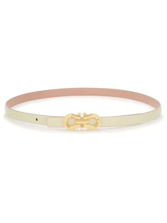White Reversible Gancini Belt
