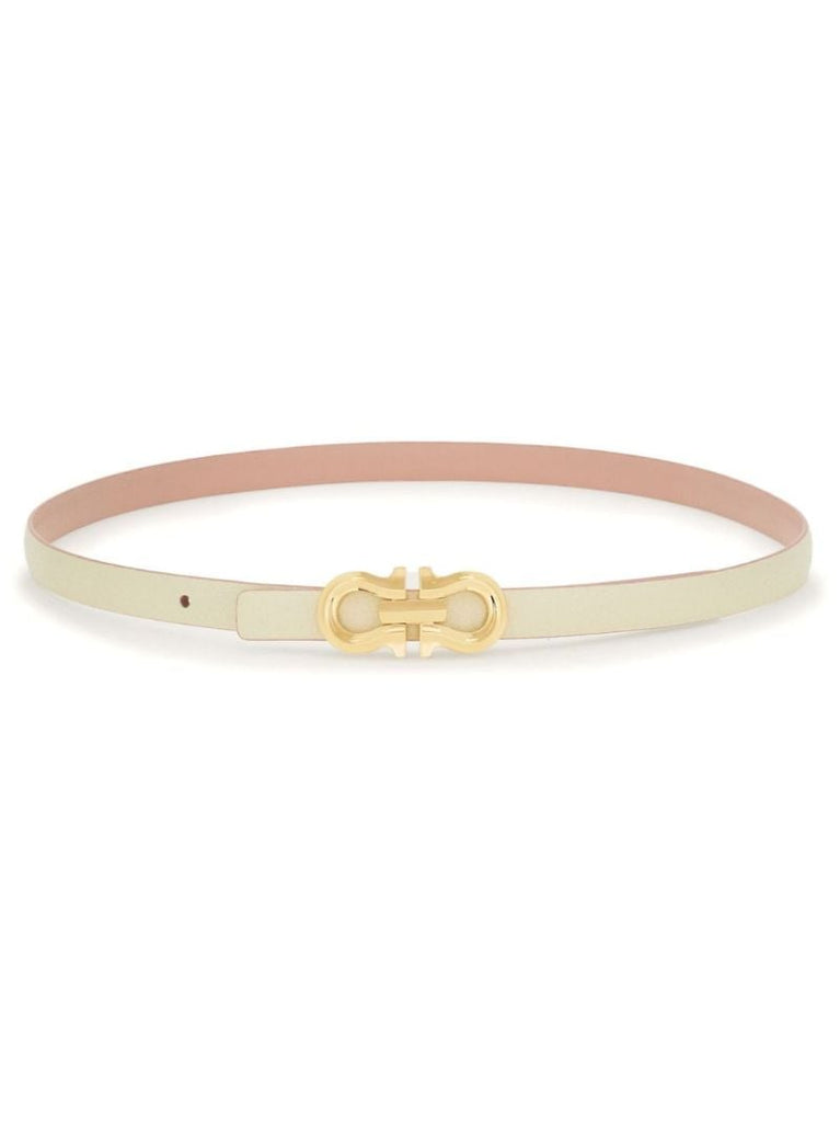 White Reversible Gancini Belt