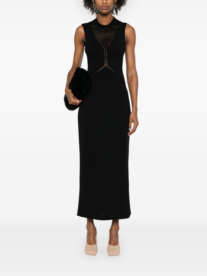 Black Sleeveless Knitted Maxi Dress