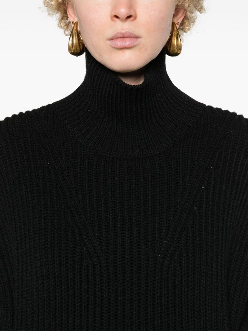 Black Ribbed Wool Sweater