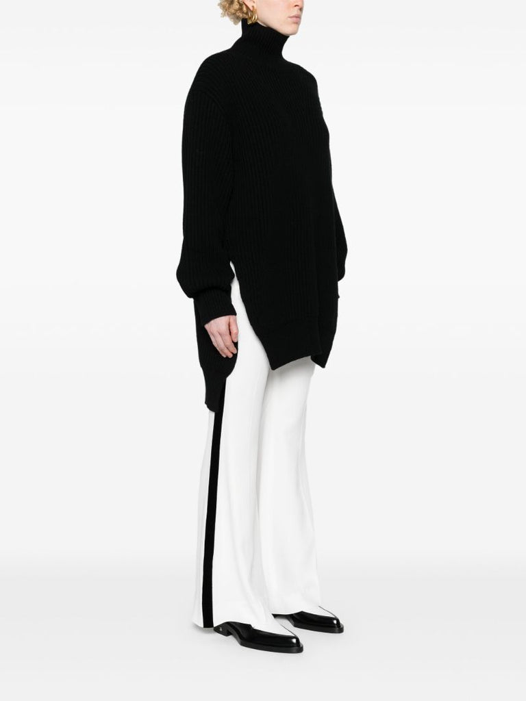 Black Ribbed Wool Sweater