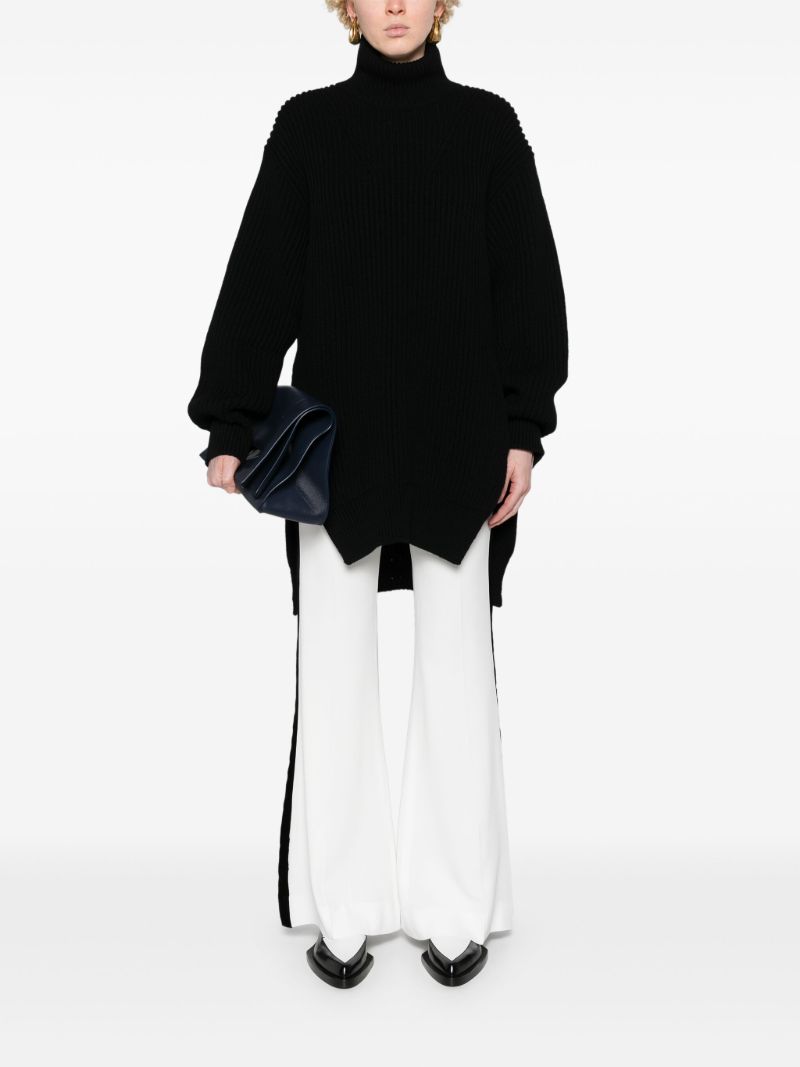 Black Ribbed Wool Sweater