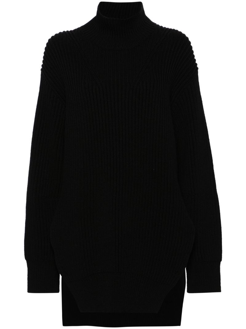 Black Ribbed Wool Sweater