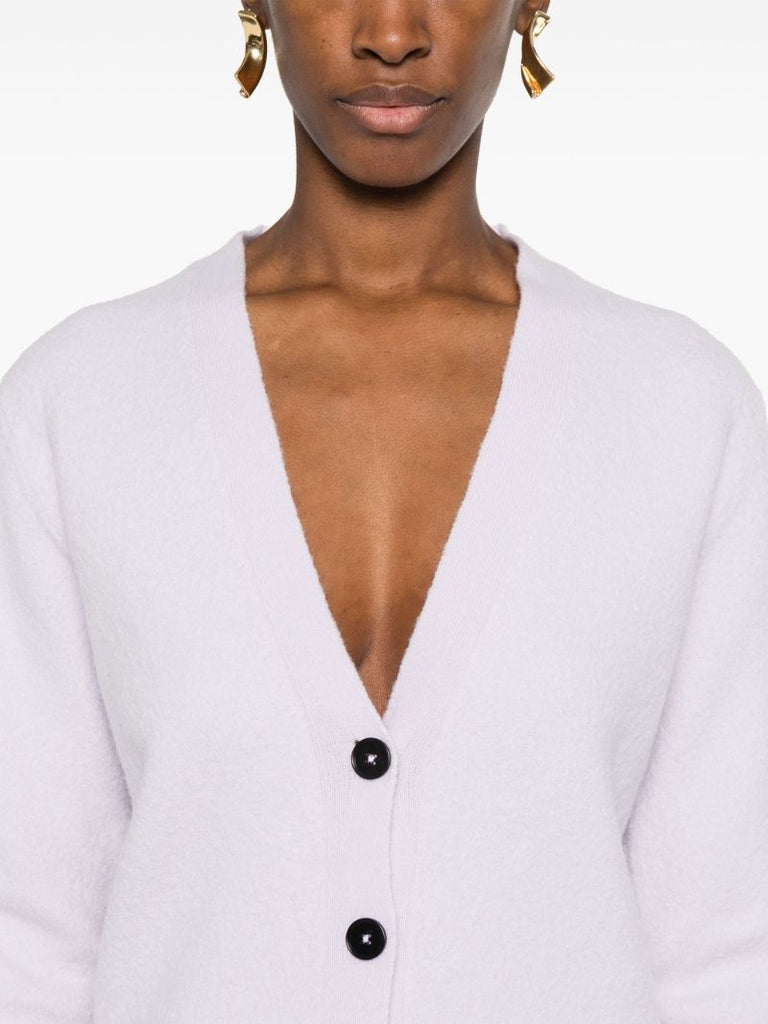 Purple V-neck Wool Cardigan
