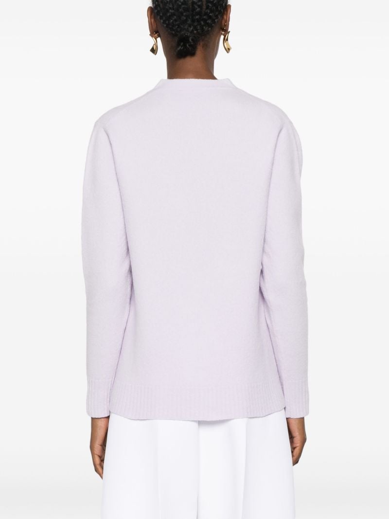 Purple V-neck Wool Cardigan