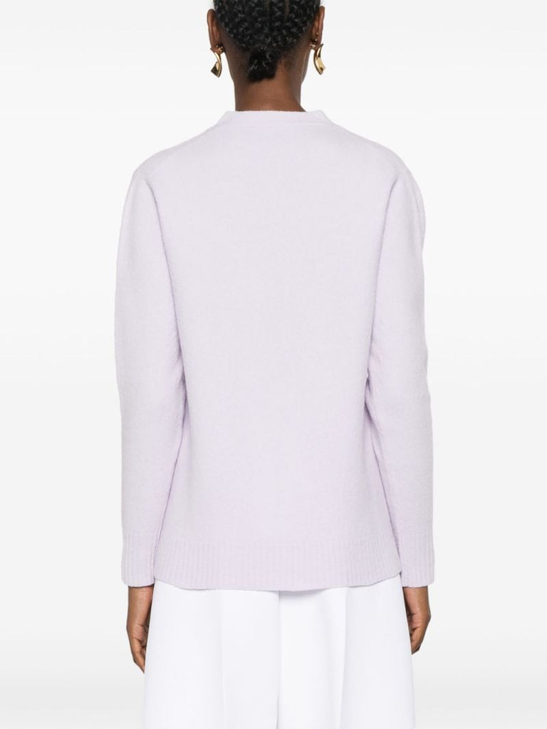 Purple V-neck Wool Cardigan