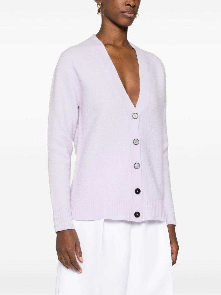 Purple V-neck Wool Cardigan