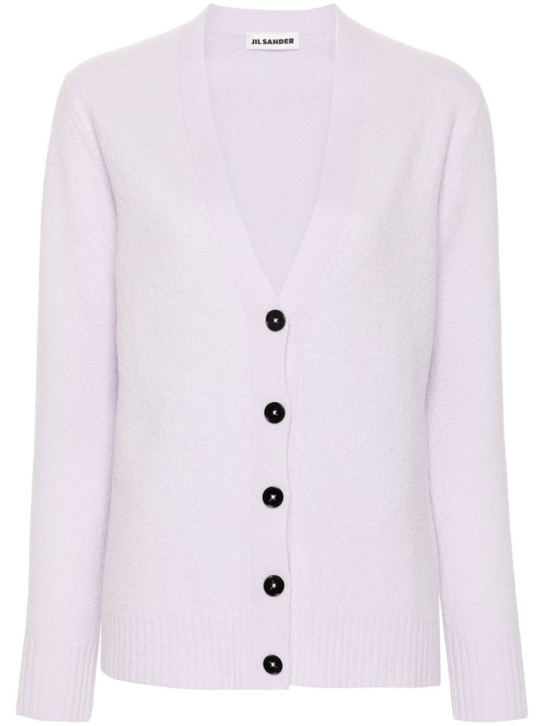 Purple V-neck Wool Cardigan