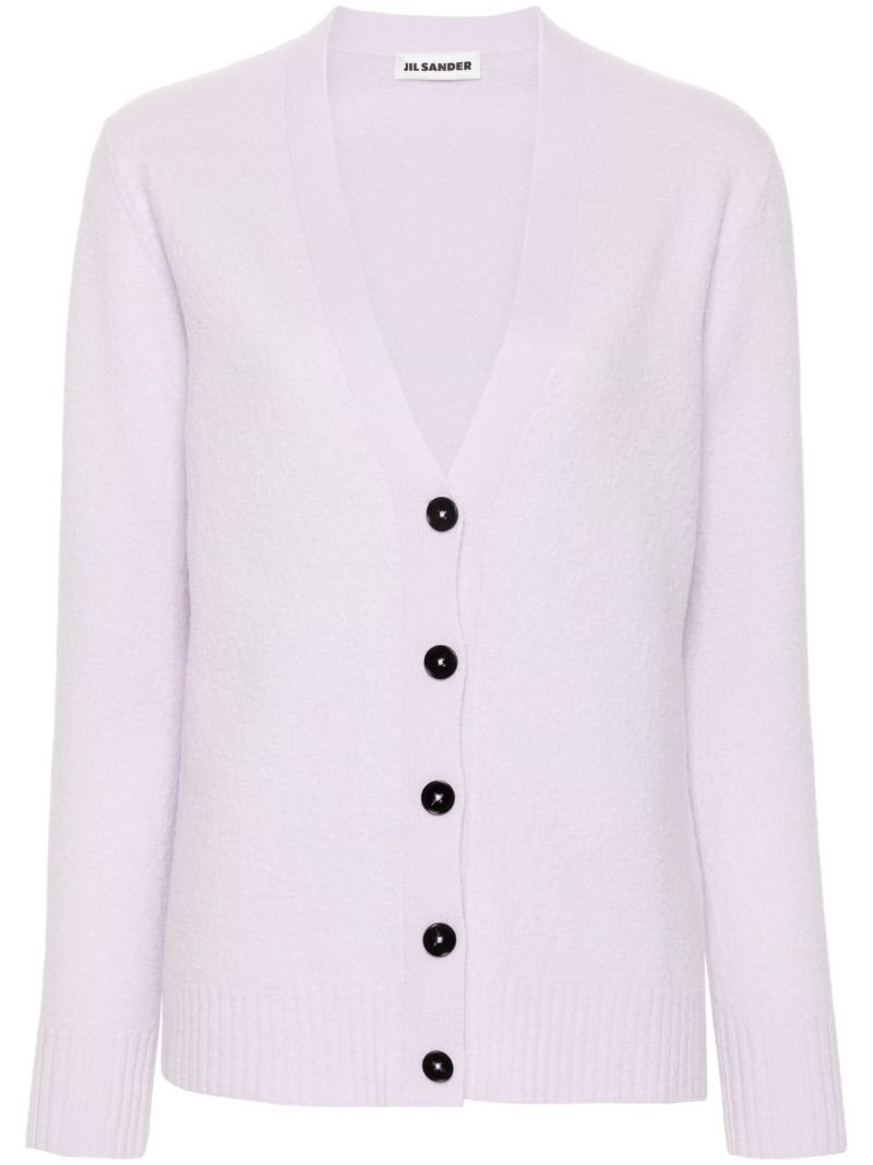 Purple V-neck Wool Cardigan