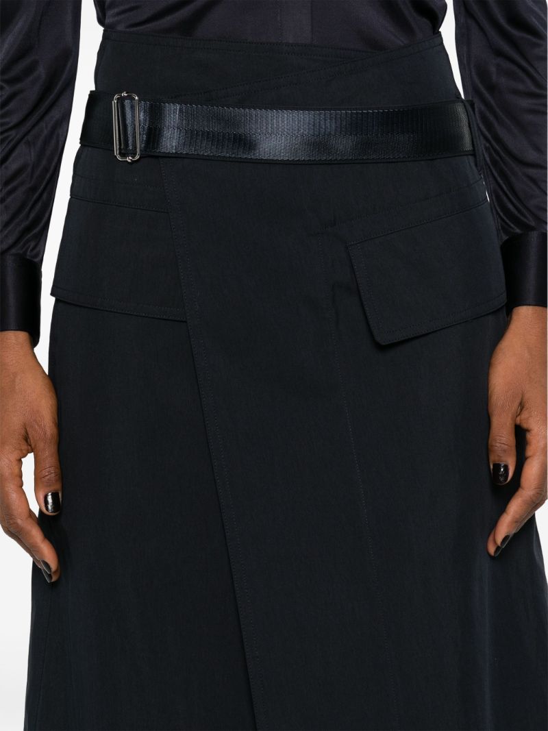 Blue Belted Trench Wrap Skirt