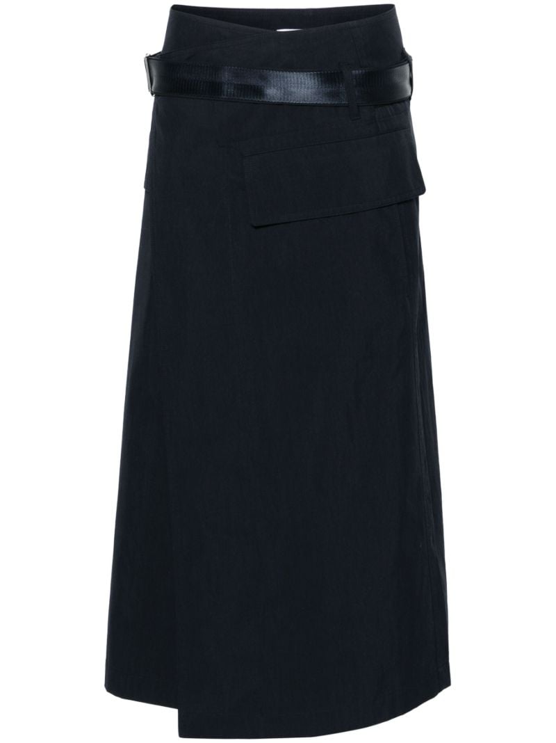 Blue Belted Trench Wrap Skirt
