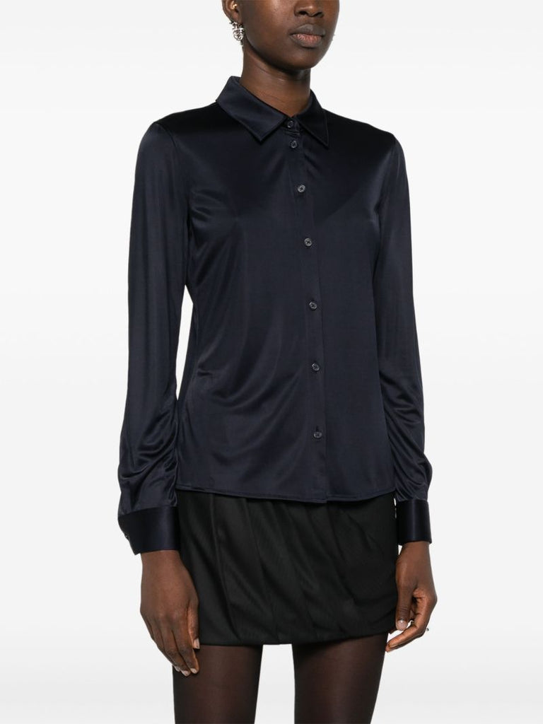 Blue Button-up Long-sleeve Shirt