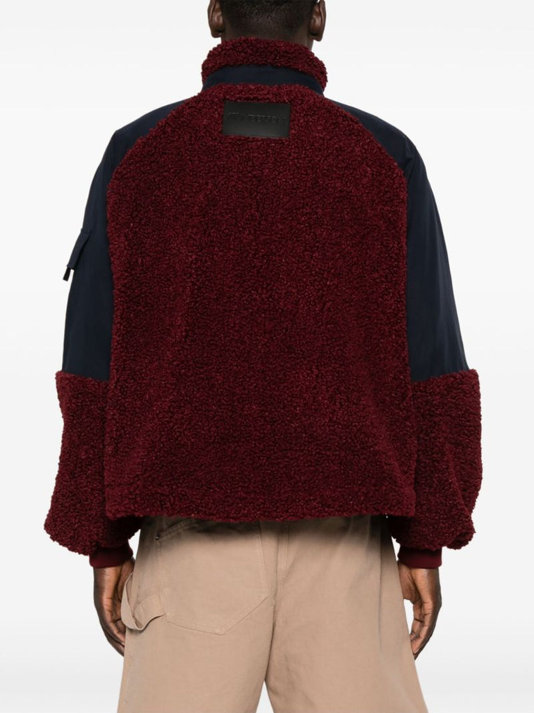 Red Shearling Zip-up Jacket