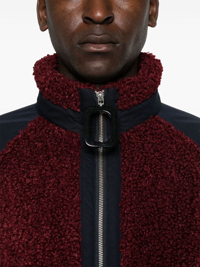 Red Shearling Zip-up Jacket