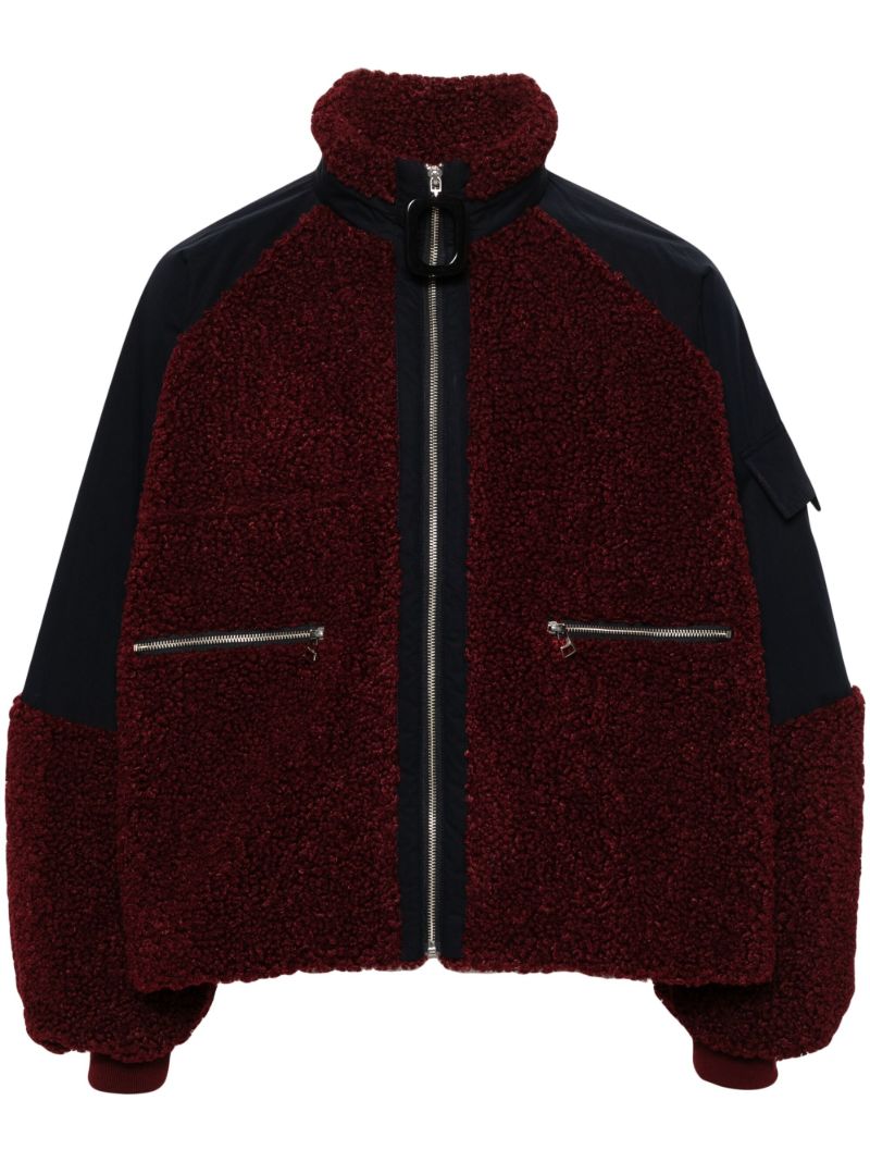 Red Shearling Zip-up Jacket