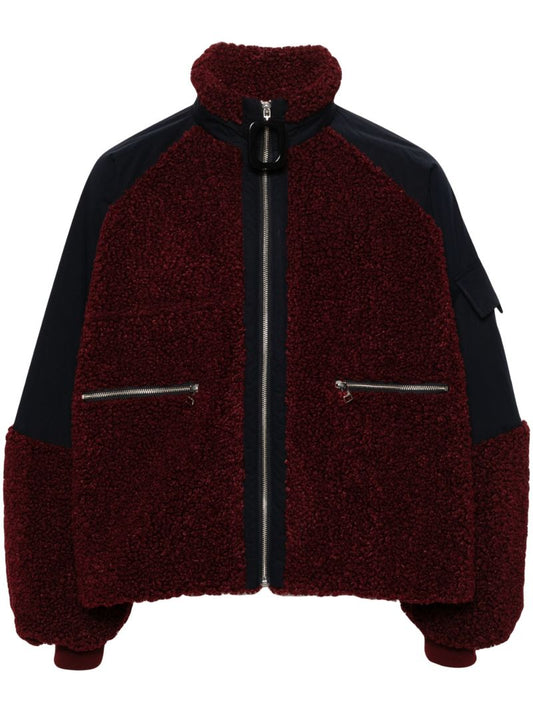 Red Shearling Zip-up Jacket