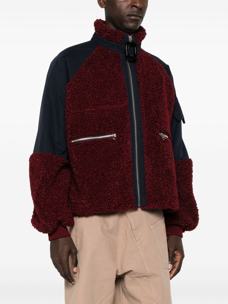 Red Shearling Zip-up Jacket