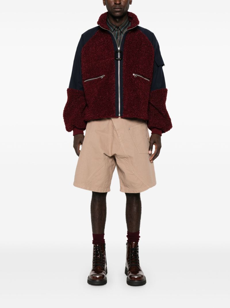 Red Shearling Zip-up Jacket